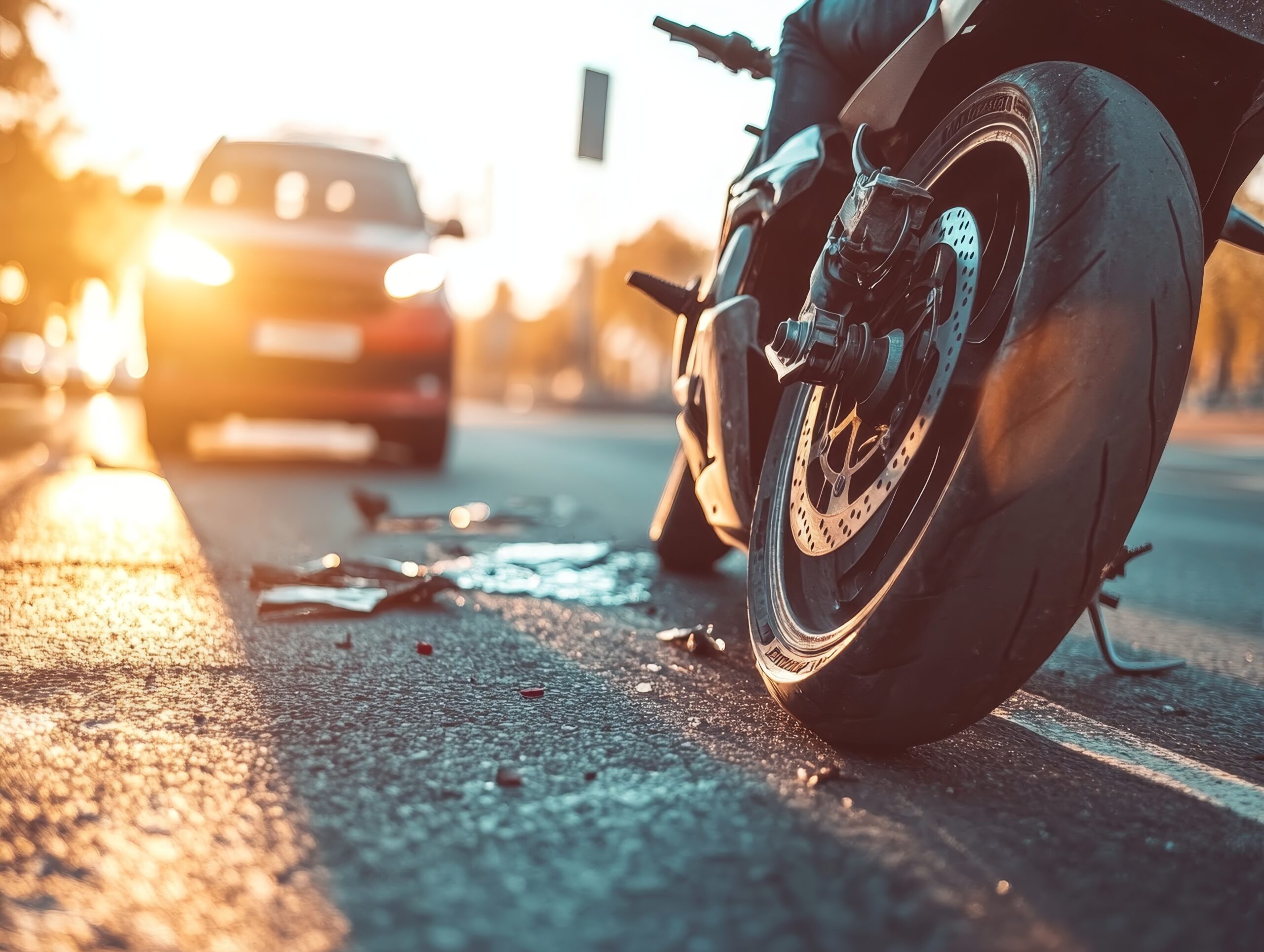 motorcycle-car-collision-road-reckless-driving-emergency-response-action Motorcycle and car collision on road