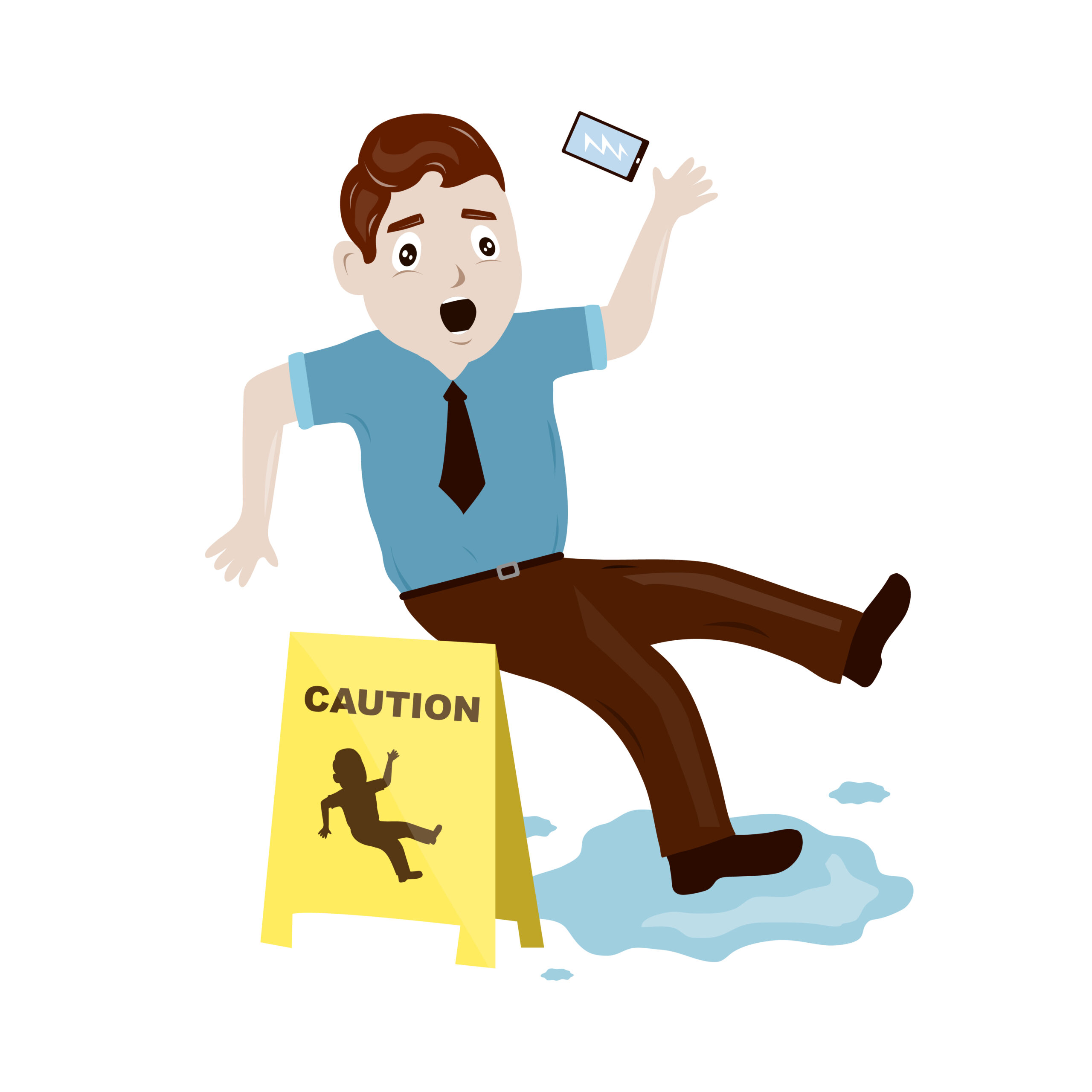 Man slipped on a wet floor