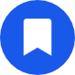 A white bookmark icon is centered on a solid blue circular background. A white bookmark icon is centered on a solid blue circular background.