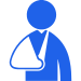 Blue icon of a person with their arm in a sling, suggesting an arm or shoulder injury. Blue icon of a person with their arm in a sling, suggesting an arm or shoulder injury.