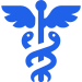 Blue caduceus symbol featuring two snakes winding around a winged staff, commonly associated with medicine and healthcare. Blue caduceus symbol featuring two snakes winding around a winged staff, commonly associated with medicine and healthcare.